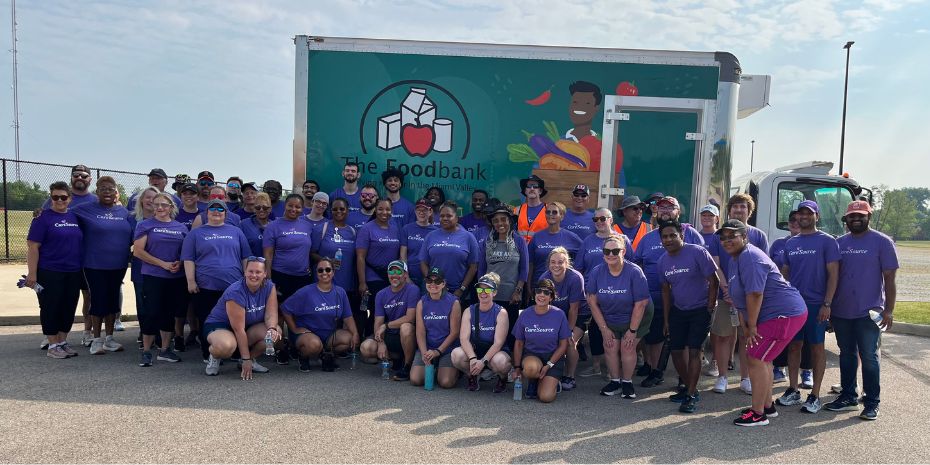 More than 740 families received chicken, beans, potatoes, corn, peppers, fresh fruits, almonds and watermelon from 85 CareSource volunteers.