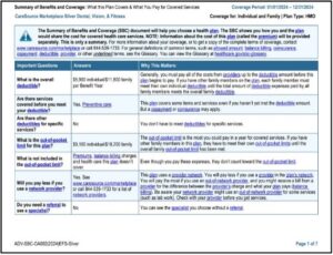 Summary of benefits and coverage example